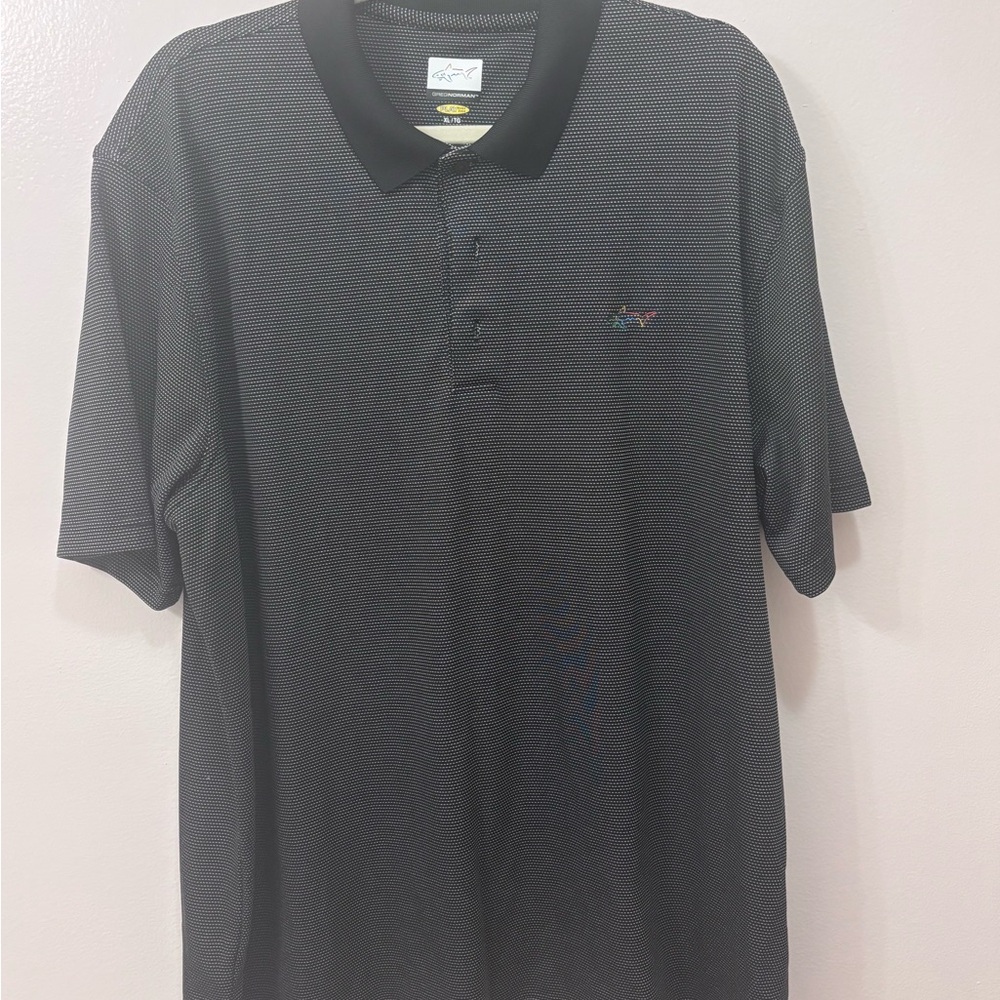 Greg Norman Collection Black Micro-Pattern Polo - image 1